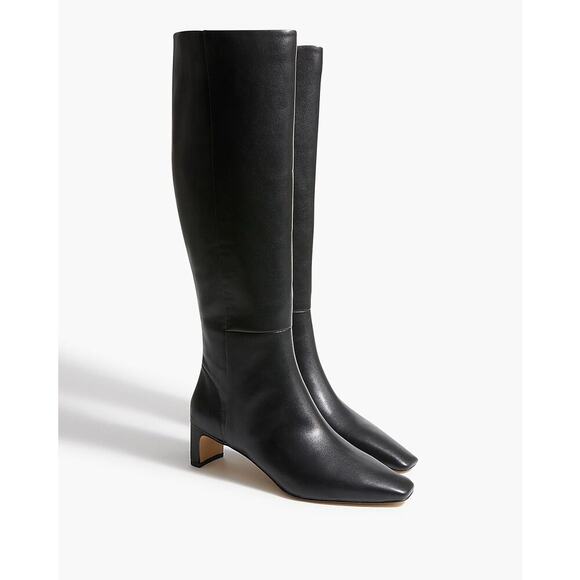 J. Crew Women's Faux Leather Snip-Toe Boots Knee High Black Size 7.5 NWOB - Picture 1 of 12